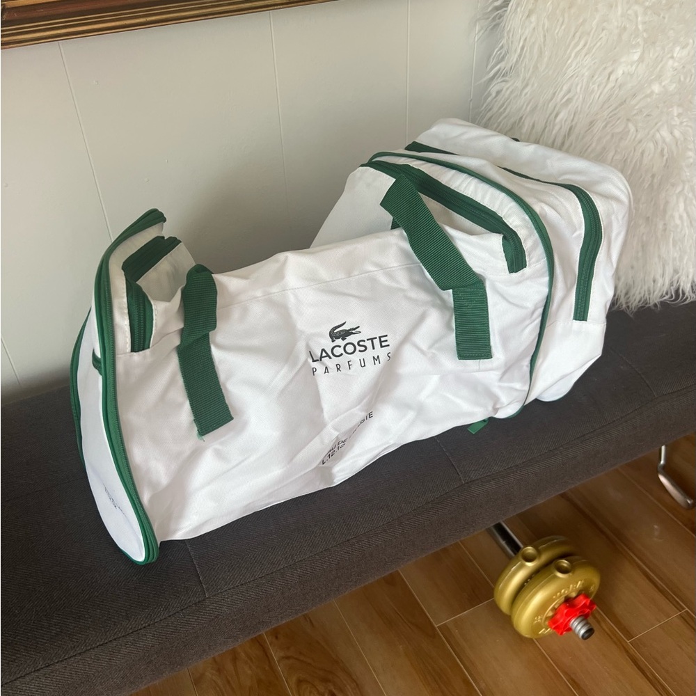 Lacoste Parfums White and Green Sports Bag